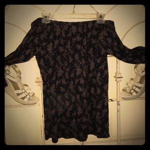 ‼️BOGO Anthropolgie Off Shoulder Black Floral Top